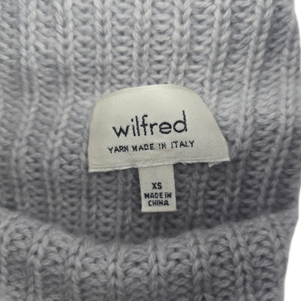 Wilfred Cowl Neck Sleeveless 100% Wool Sweater Cropped Size XS Gray Raw Hem - Picture 3 of 8